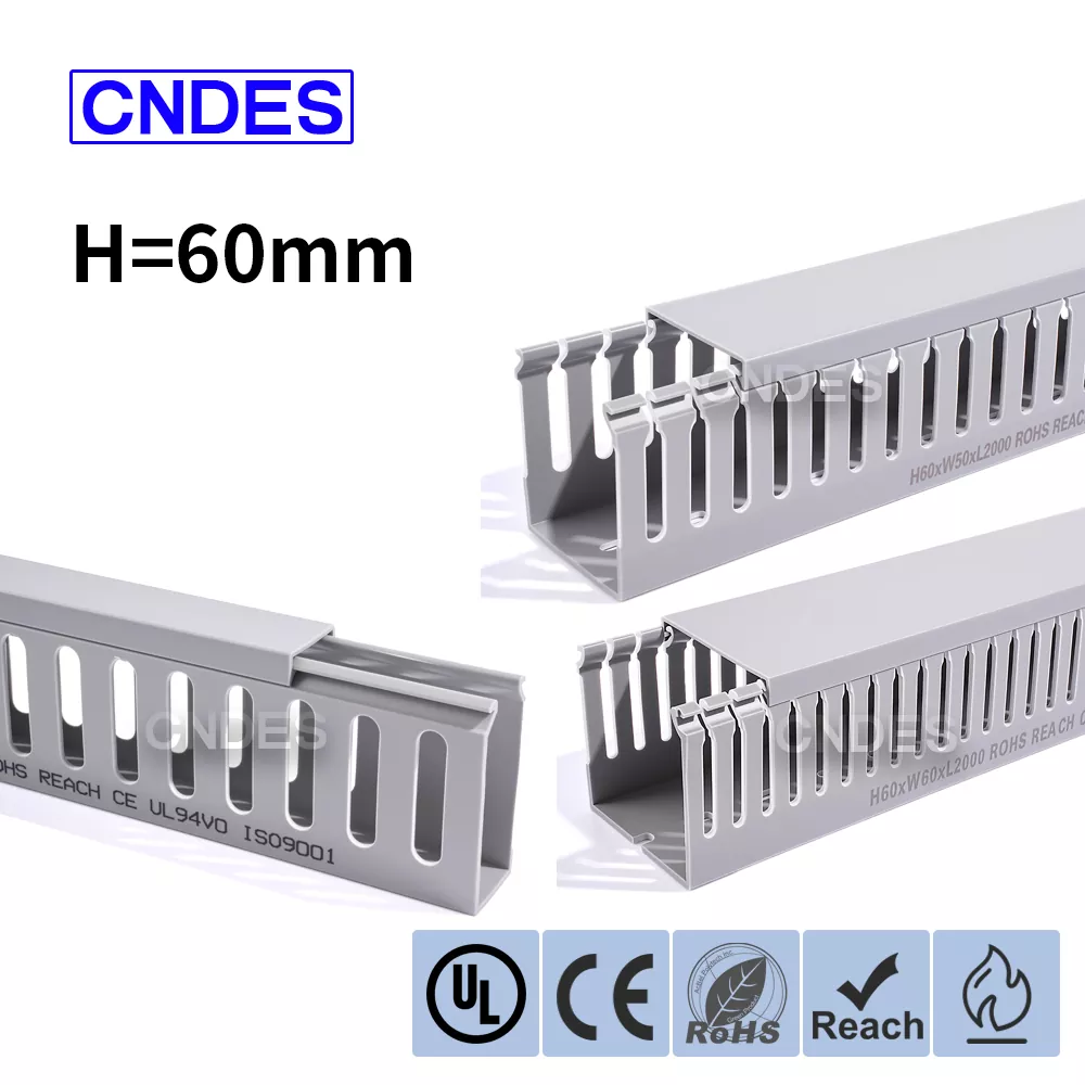 60mm Altitudo Grey Slotted PVC Wiring Duct